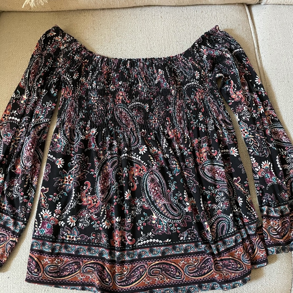 Long sleeve boho off the shoulder blouse